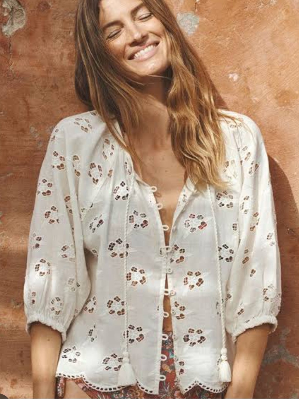 NWT Spell And The Gypsy Love Note Broderie Blouse In Star White